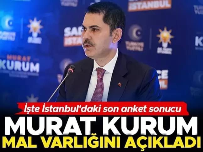 İstanbul Büyükşehir Belediyesi Başkan Adayı Murat Kurum mal varlığını açıkladı... İşte İstanbul'daki son anket sonucu